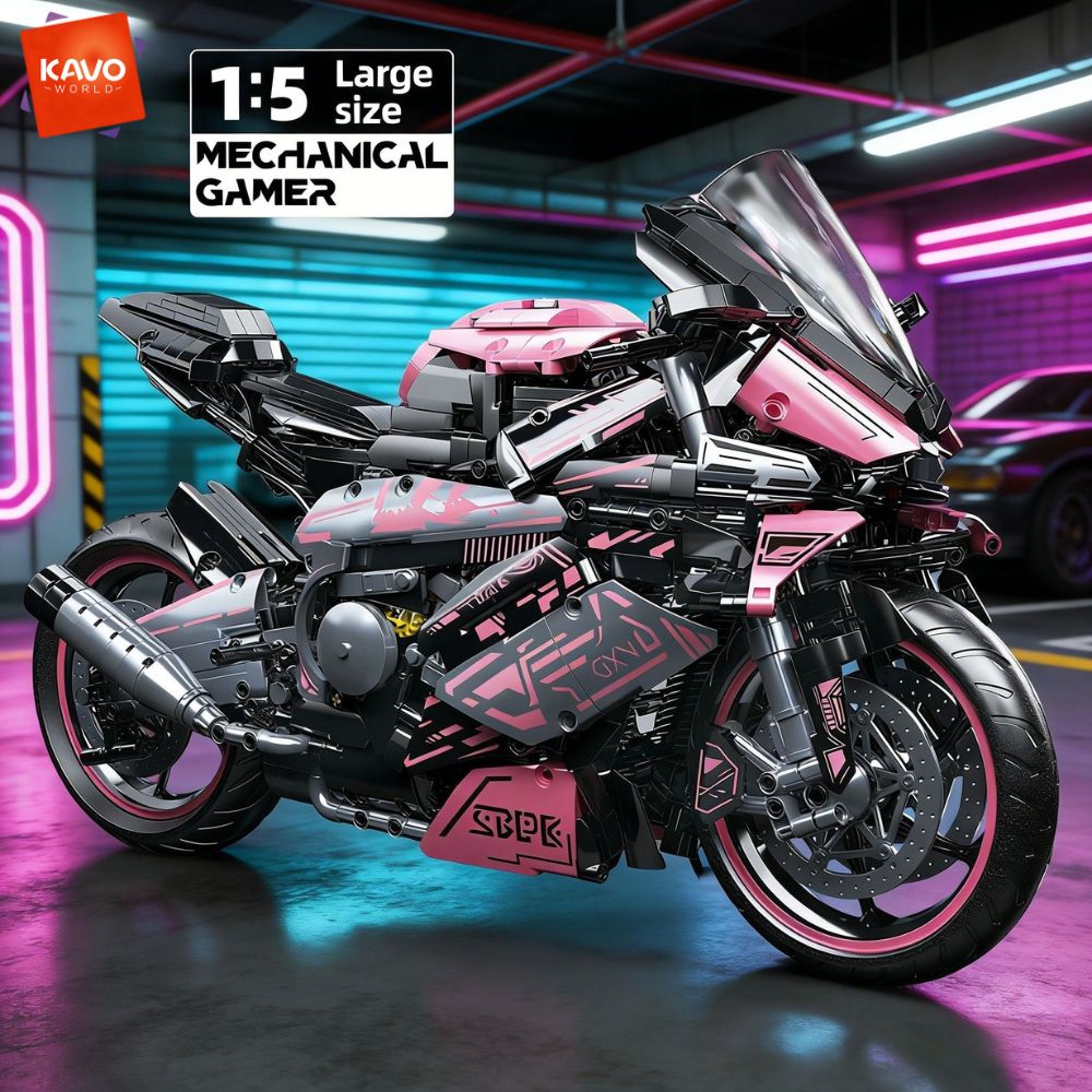 KAVOWORLD 2096PCS Pink Motorcy - Model Kit In Era review and price