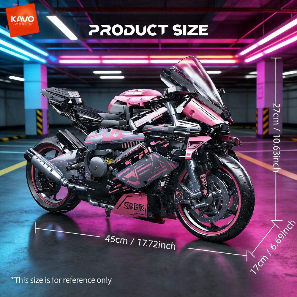 KAVOWORLD 2096PCS Pink Motorcy - Model Kit In Era review and price