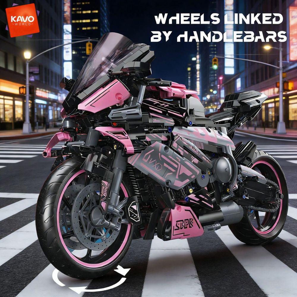 KAVOWORLD 2096PCS Pink Motorcy - Model Kit In Era review and price